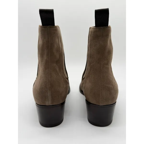 New Ann Mashburn Ankle Boots Womens 37 Taupe Suede Italian Chelsea Ankle Boot - Image 6