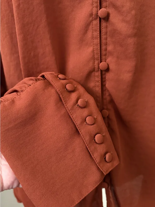 Maurices Rust Button Front Long Sleeve Blouse XXL Fall Office - Image 5