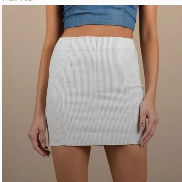 FREE PEOPLE Modern Femme Dotted Stripe Stretch Mini Skirt White Size 2 - Image 4