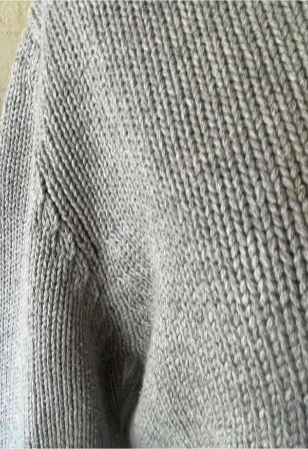 Cotton Rolled Neck And Sleeves Sweater Grey - Image 3