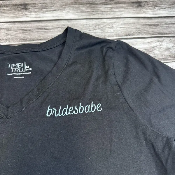 Time and Tru Women's Bridesbabe Tee Black Light Blue Medium Wedding Shirt - Image 3