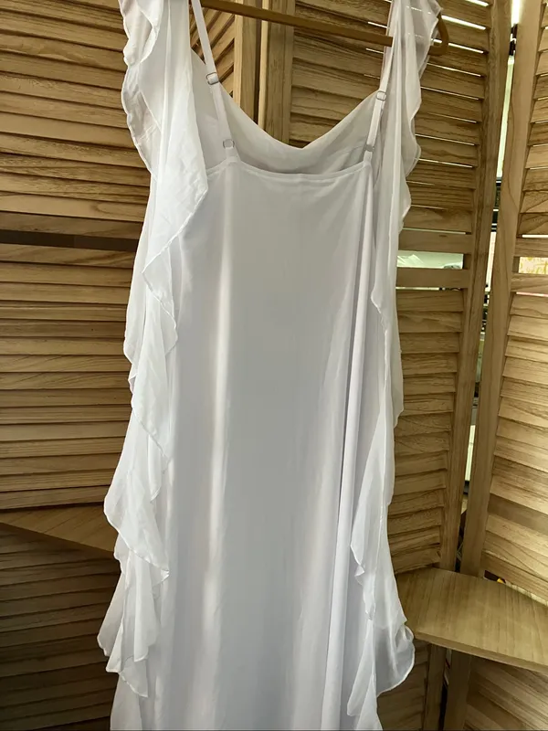 Pretty Garden White Ruffled Sleeveless Maxi Dress Large NWT - Image 15