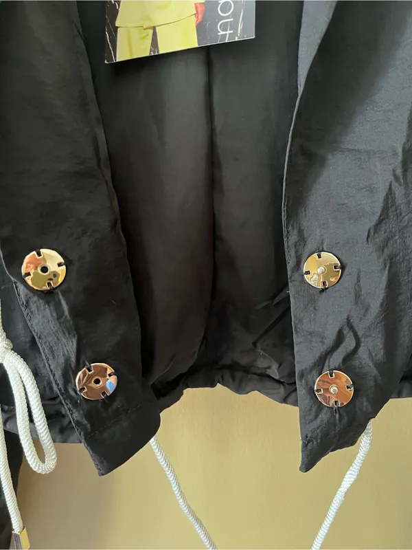 naked wardrobe Black Hooded Jacket with White Drawstrings - Image 7