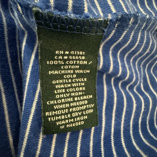 Lauren Ralph Lauren LRL Top Women's S Blue White Striped 3/4 Bell Sleeve Classic - Image 4
