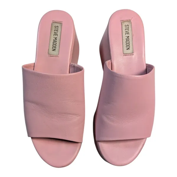 Steve Madden Christa Pink Leather Retro Y2K Chunky Platform Slide Sandals Sz 8 - Image 4