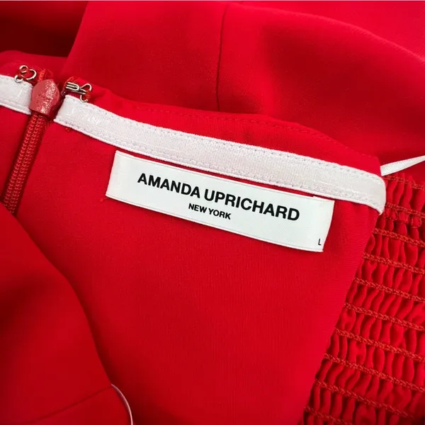 AMANDA UPRICHARD Mandy Midi Dress in‎ Lipstick Red Strapless Sz L - Image 6