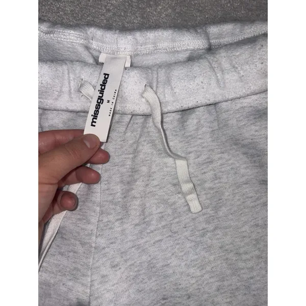 missguided wide leg sweatpants foldover waist band m Ash Heather Gray - Image 3