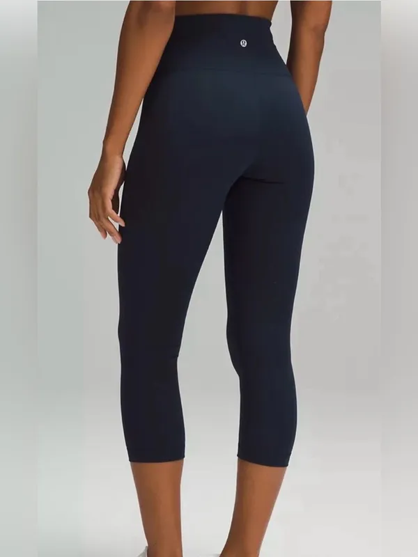 Lululemon True Navy High Rise 21” Wunder Under Crop Leggings Sz 14 - Image 2