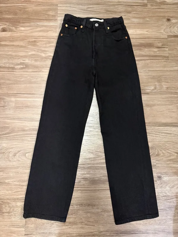 Levi’s Premium Ribcage Straight Ankle Jeans W23 L27 Black Sprout Big E - Image 2