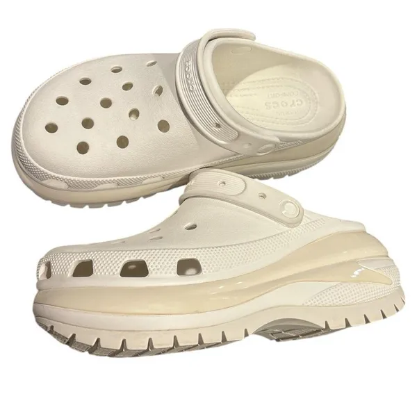 CROCS White Platform Shoes Lightweight Perforated Design - Image 2