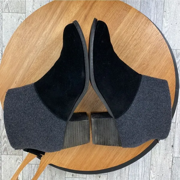 Toms Leila Bootie Ankle Boot Wool Suede Colorblock Gray‎ Black 7.5 - Image 5