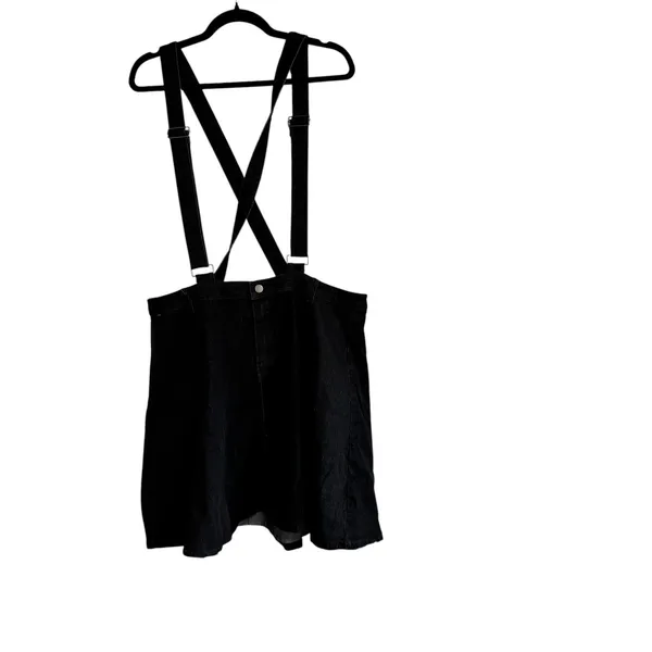 Agnes Orinda Black Denim Suspender Overall Skirt Plus Size 2X New - Image 2