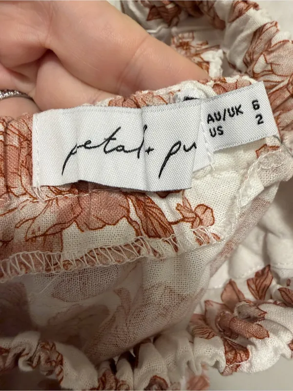 Petal & Pup Tan Floral Printed Aubrey Cutout Open Back Midi Dress Size 2 - Image 5