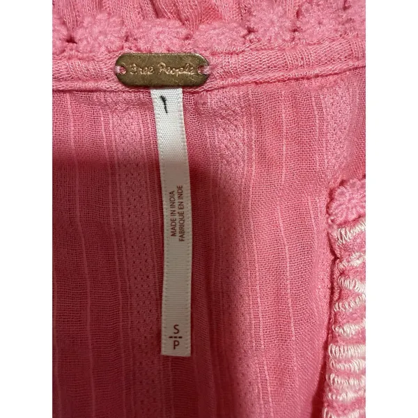 Free People Sarafina Embroidered Top‎ Pink Rose Women's Size Small - Image 11