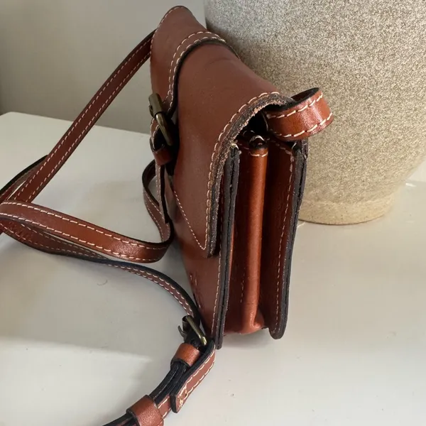 Patricia Nash Brown Leather Crossbody Bag with Buckle Detail - Image 2