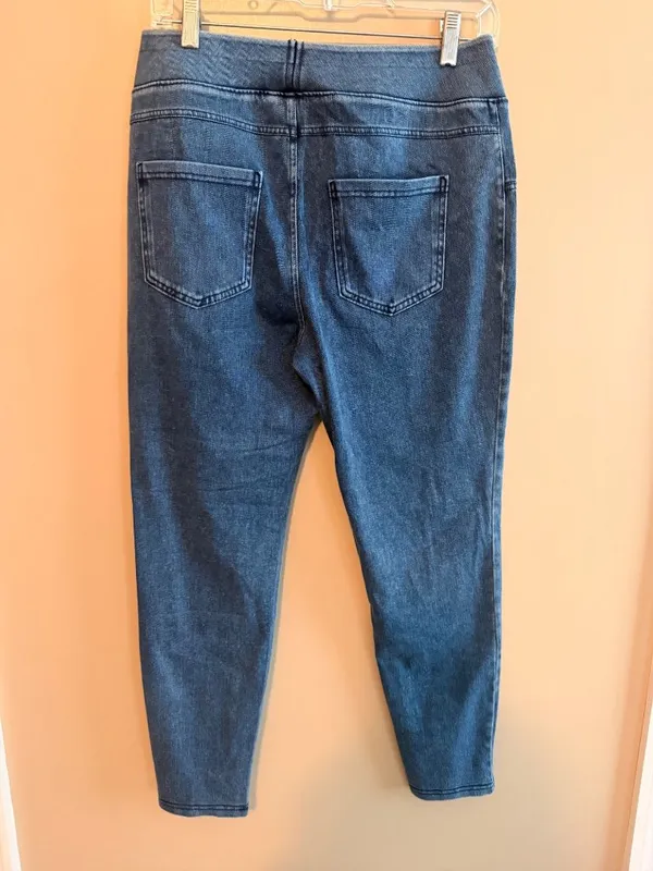 Halara L 7/8 Womens Stretchy Denim-Look High-Waisted Capri Leggings Size L Blue - Image 7
