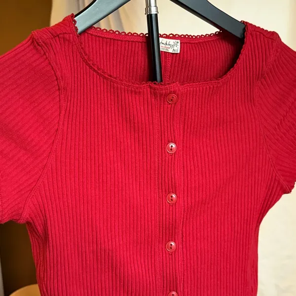 Free People Scarlet Ribbed Knit Top Size Medium Most Wanted Cardi - Image 5