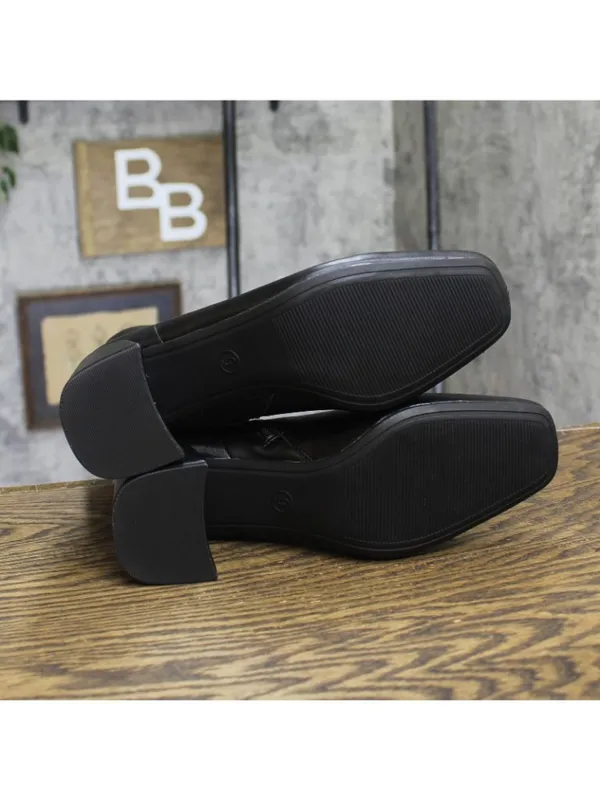 A New Day Womens Faux Leather Block Heel Booties Boots Black 9M - Image 5