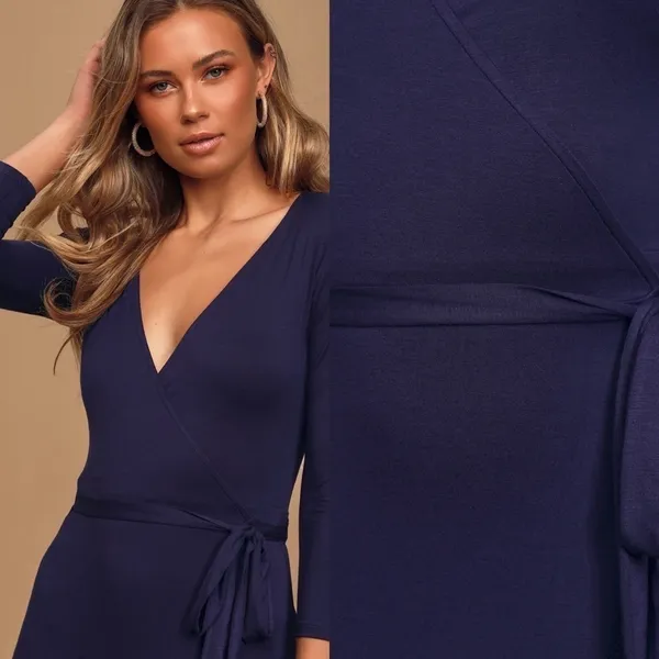 NWT Lulus Garden District Wrap Maxi Dress‎ in Navy Blue Size Medium - Image 3