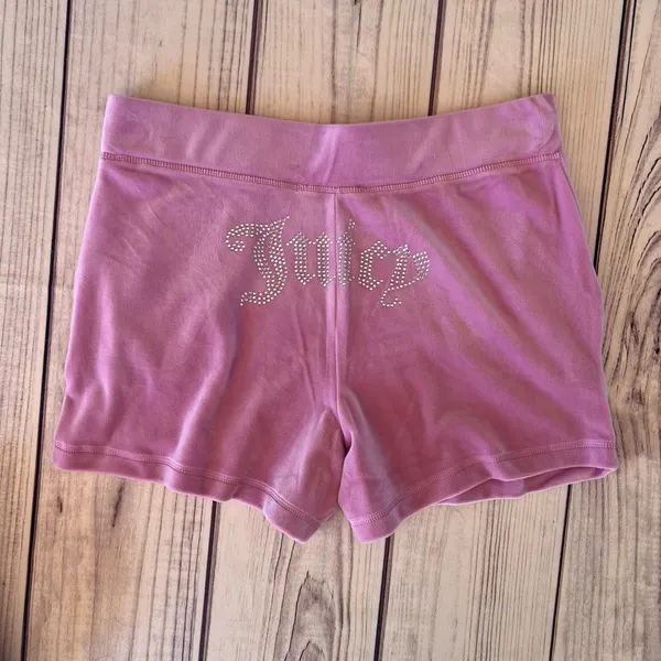 Juicy Couture Dewberry Pink Velour Rhinestone Short Zip Hoodie Set - Image 12