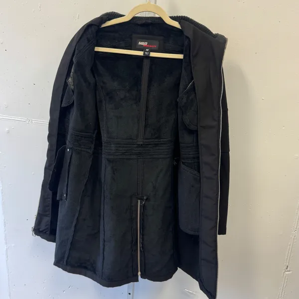 2010s M60 Miss Sixty Black Softshell Faux Fur Lined Hooded Parka Jacket Medium - Image 3