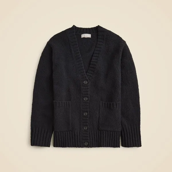 NWT!! J. CREW Marina V-Neck Cardigan Sweater Pockets Solid Black‎ Preppy Medium - Image 8