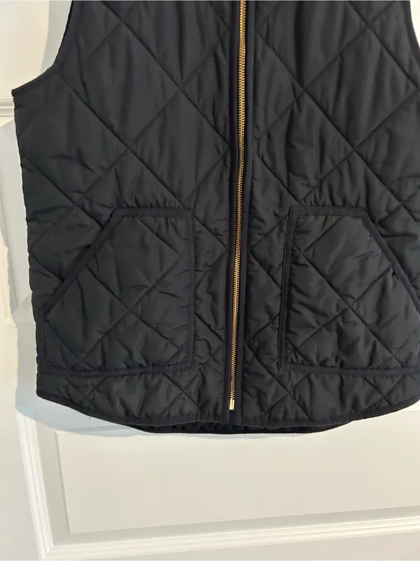 J Crew Black Quilted Vest Size S - Image 3