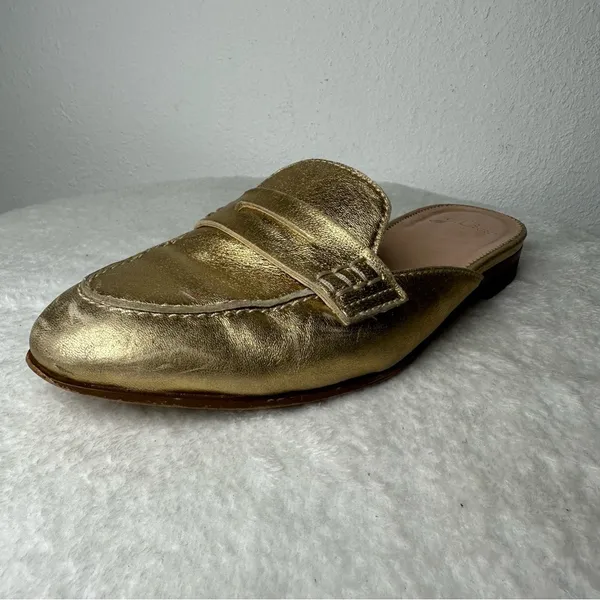 J. Crew Metallic Gold Loafers Women’s 7 - Image 2
