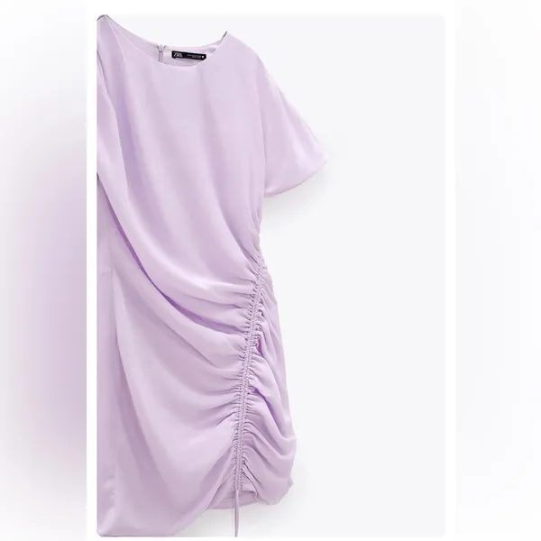 Zara Lilac Side-Ruched Mini Dress - Image 3
