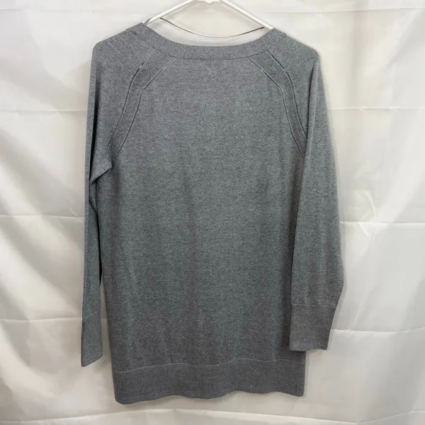 A.N.A. women's gray button front pocket long deep v-neck casual cardigan sweater - Image 7