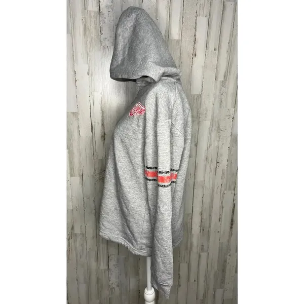 NWT‎ NHL Detroit Red Wings Women's Medium Gray V-Neck Pullover Hoodie Jacket - Image 5