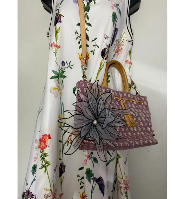 DOONEY & BOURKE Purple White Tan Tote Crossbodybag - Image 9