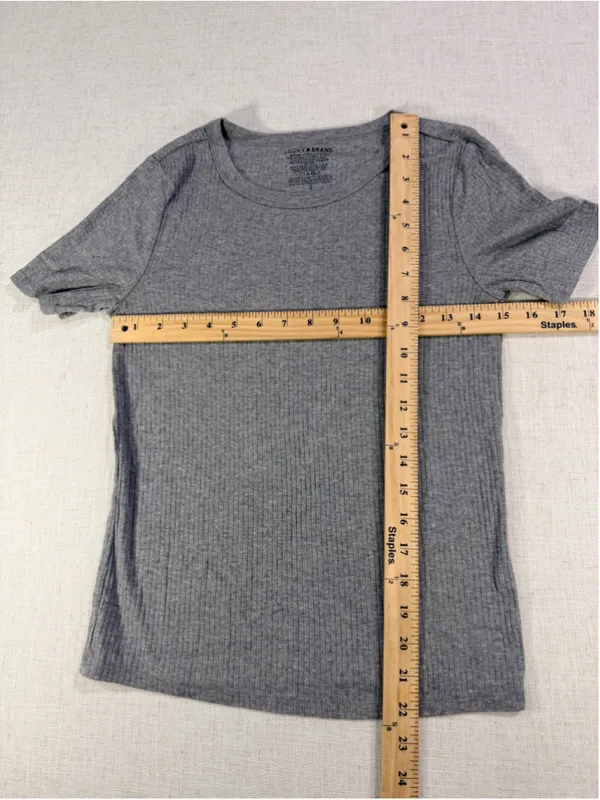 Lucky Brand Modal Rib Short Sleeve Crewneck T-Shirt Heather Grey Small - Image 3