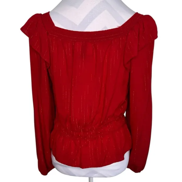Universal Threads Puff Sleeve Peplum Top Large Elegant Red Women's Top - Image 8