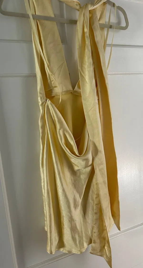 Saints + Secrets Yellow Satin Mini Dress - Image 3