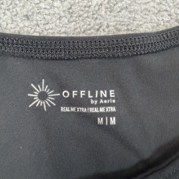 OFFLINE by Aerie Size Medium Black Knot Front Cropped Tank Top Activewear - Image 3