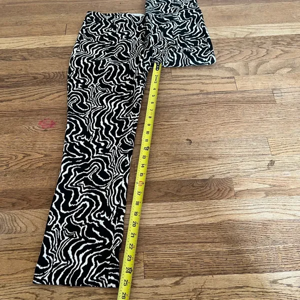 Zara Black White Psychedelic Swirl Jacquard Straight Leg Pants Size Large - Image 4