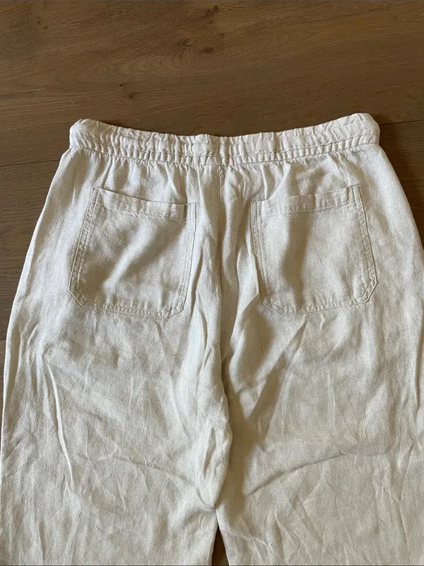 Old Navy High-Rise Wide Leg Linen Blend Pants Size Medium In Flax Linen Color - Image 12