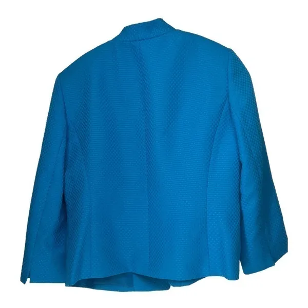Kasper Blue Textured Open Front‎ Zip Pocket Jacket Size 8 - Image 3