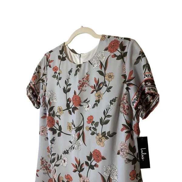 New Women’s Floral Lulu’s‎ Lined Shift Midi Dress greyish blue Size M - Image 2