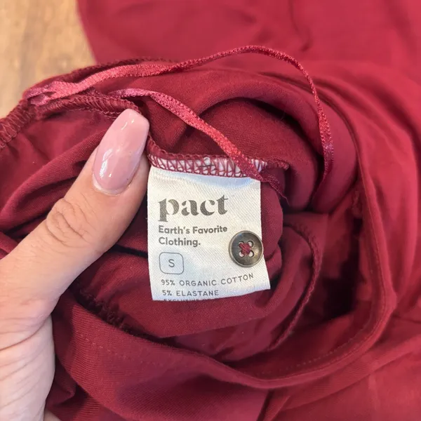 NWT Pact Organic Cotton Fit & Flare Cowl Mock Neck Jumpsuit Red Women's Sz Small - Image 5