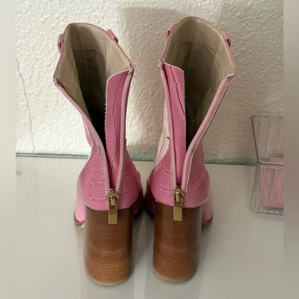 Revolve RAYE Leon faux croc embossed Boot in Pink Pink color size 5.5 - Image 6