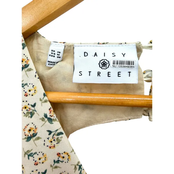Daisy‎ Street Tiered Cutout Midi Dress Floral Cream V-Neck Keyhole Back Size M - Image 6