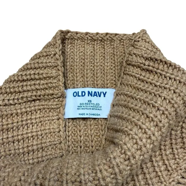 Old Navy Mock-Neck Tunic Sweater Knit Tan and Black Stripe XS - Image 5