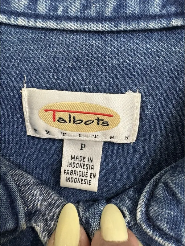 Talbots Petite Small Blue Denim Front Buttons - Image 4