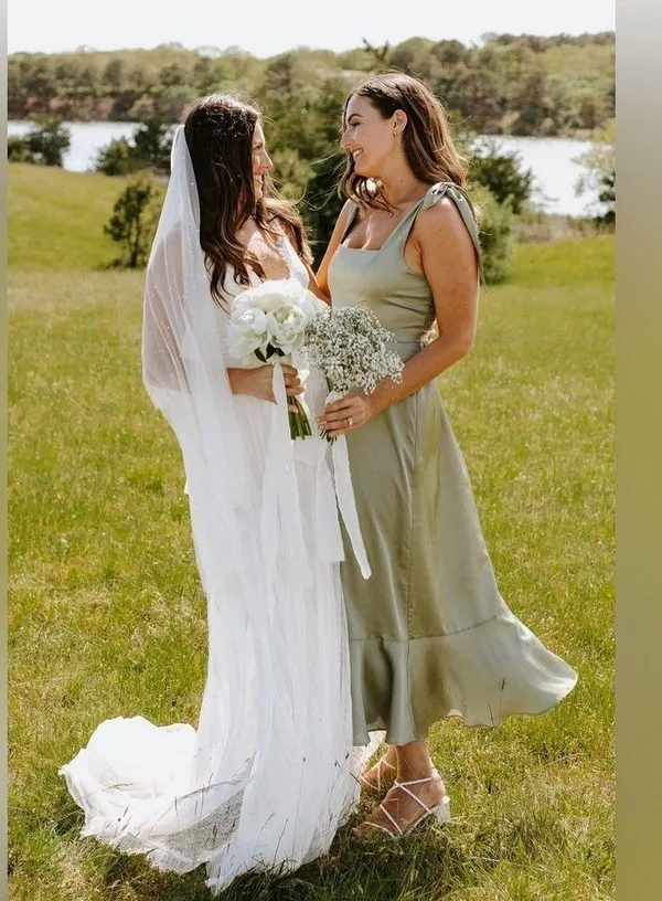 SHOW ME YOUR MUMU Claire Midi Dress In Moss Green Luxe Satin - Image 8