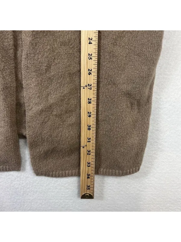 Chico's Open Front Faux-Pearl Cardigan Sweater Size 1 Medium Wool Blend Brown - Image 11