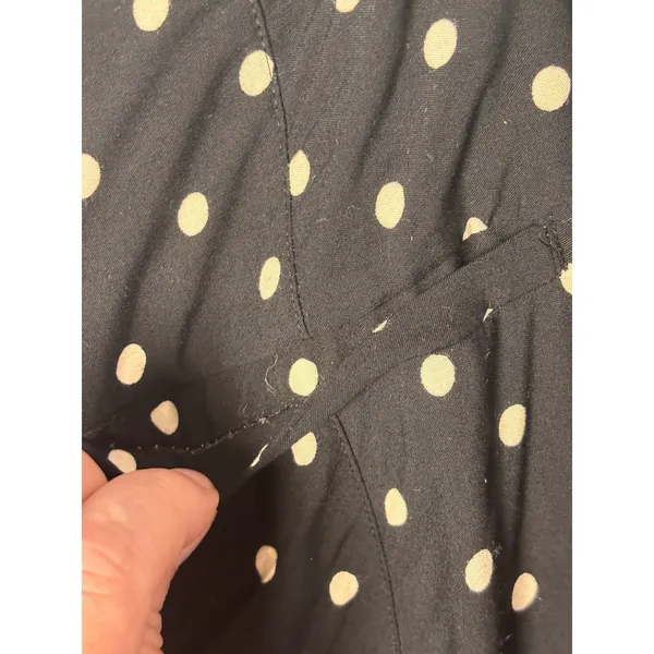 Anthropologie Ett Twa Wide Leg Pants 8 Black Polka Dot Floral Retro Boho - Image 9