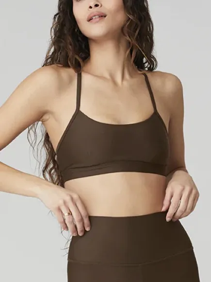 ALO Airlift intrigue sports bra espresso criss cross back straps workout top - Image 4