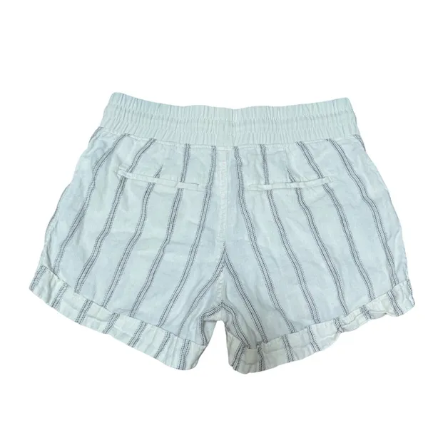 Athleta Striped Linen Blend‎ Shorts Womens Size 4 Cream Drawstring Pockets - Image 2